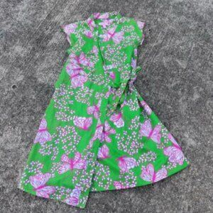 Lilly Pulitzer Vibrant Green and Pink Midi Wrap Dress
